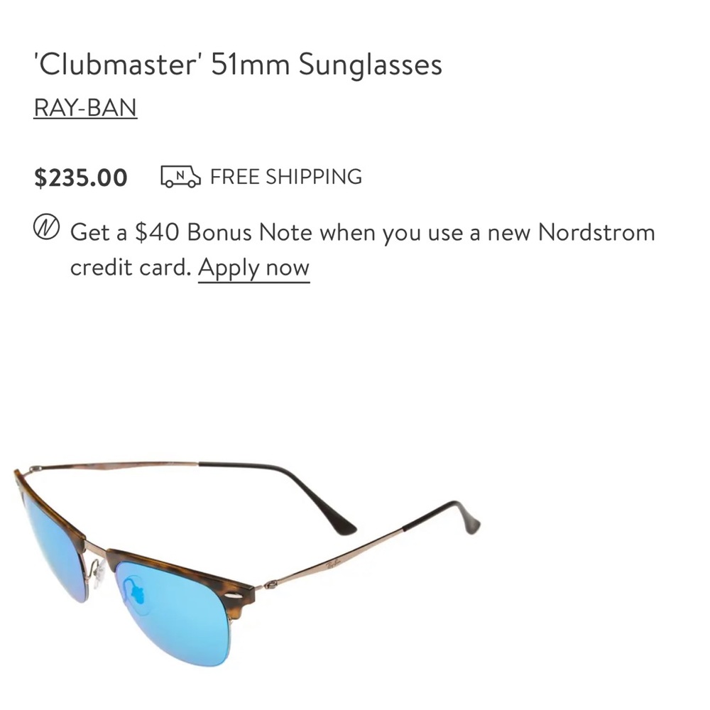 Ray-Ban ‘Clubmaster” 51mm sunglasses